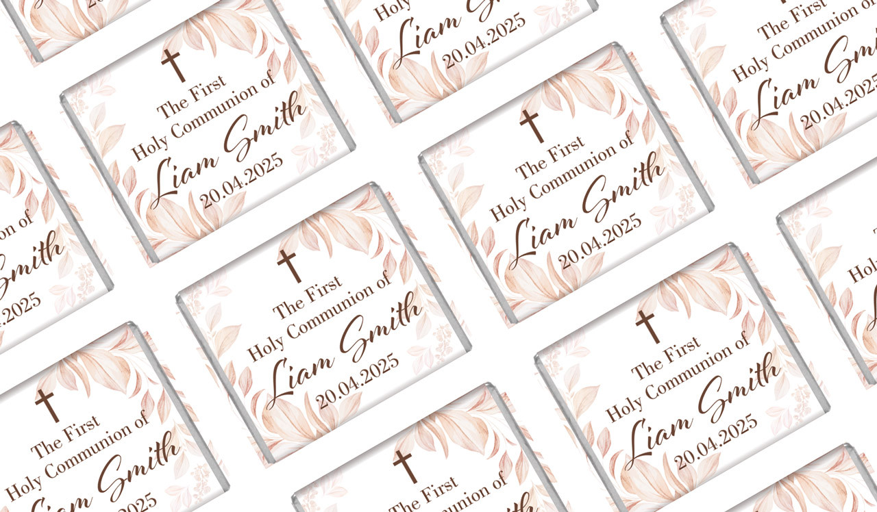 Natural Leaves First Holy Communion Mini Chocolates