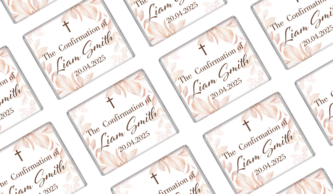 Natural Leaves Personalised Confirmation Mini Chocolates