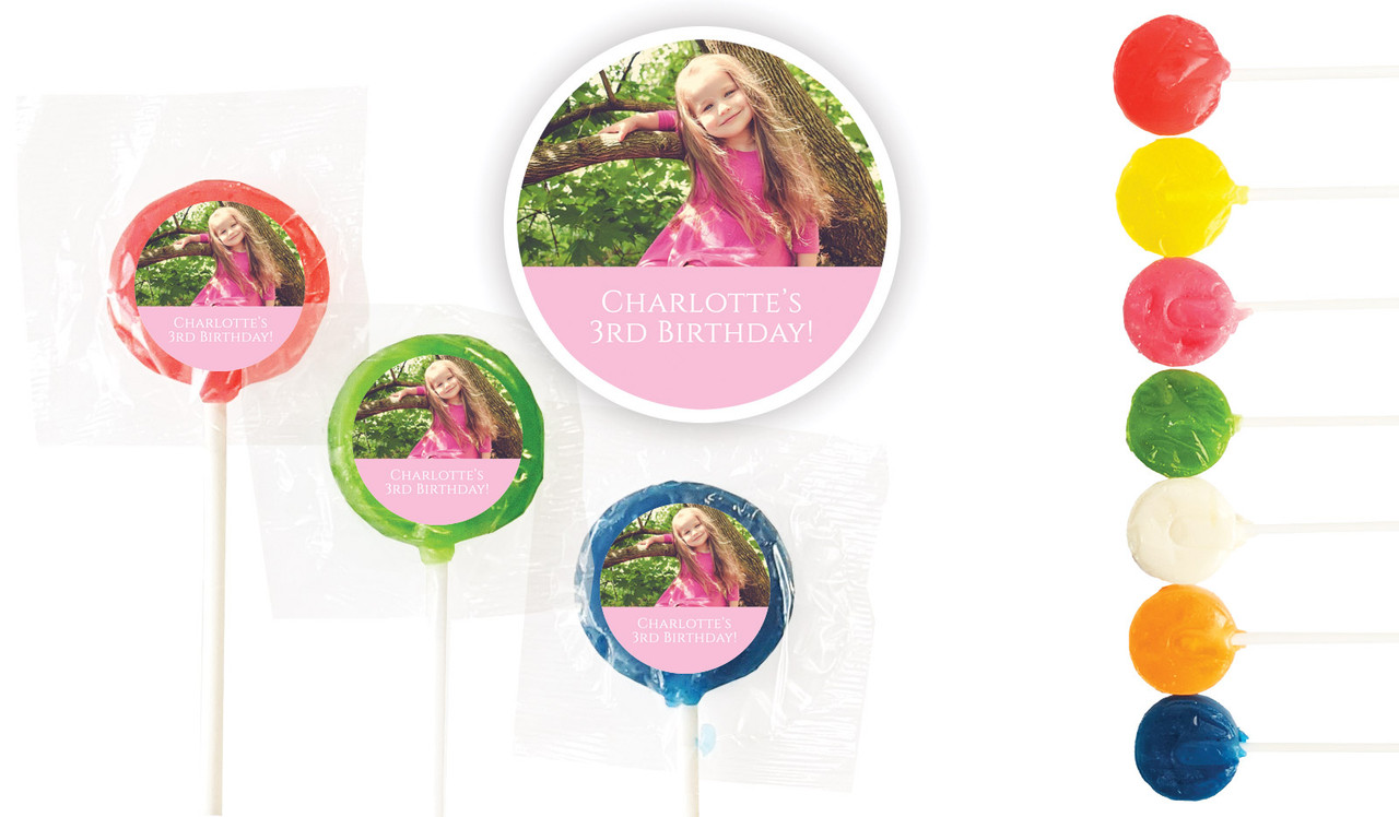 Add A Photo Girls Birthday Custom 3cm Mini Lollipops