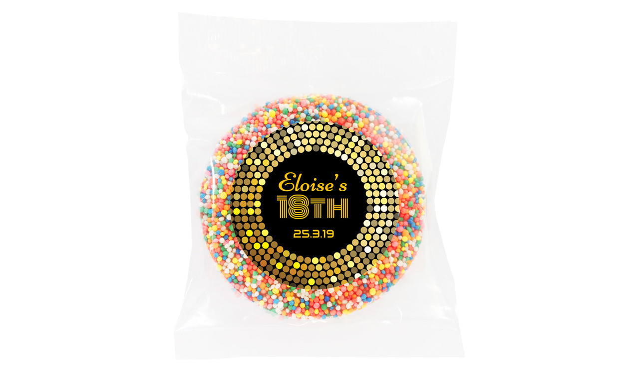 Disco Gold Personalised Birthday Chocolate Freckle