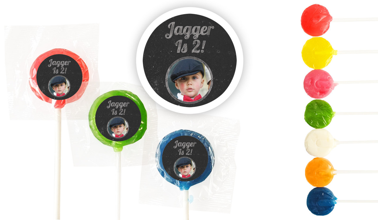 Chalkboard Photo Birthday Custom 3cm Mini Lollipops