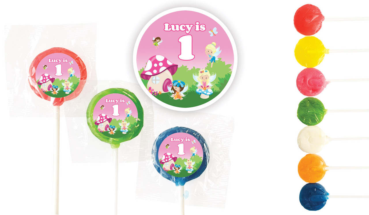 Fairy Garden Birthday Custom 3cm Mini Lollipops