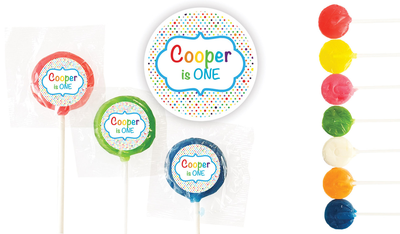 Happy Dots Birthday Custom 3cm Mini Lollipops