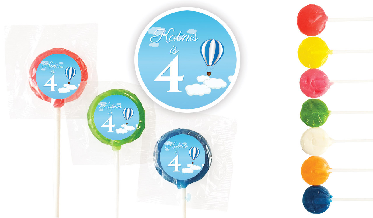 Hot Air Balloon Birthday Custom 3cm Mini Lollipops