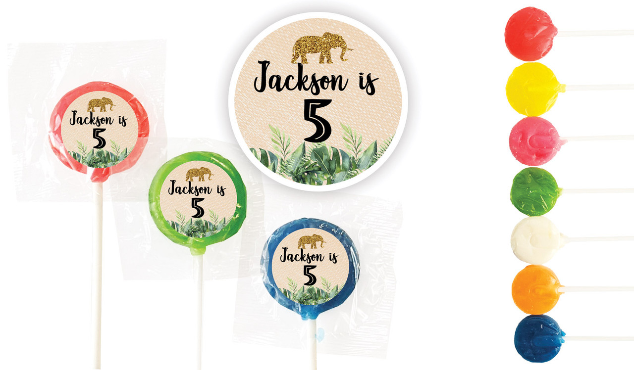 Jungle Gold Birthday Custom 3cm Mini Lollipops