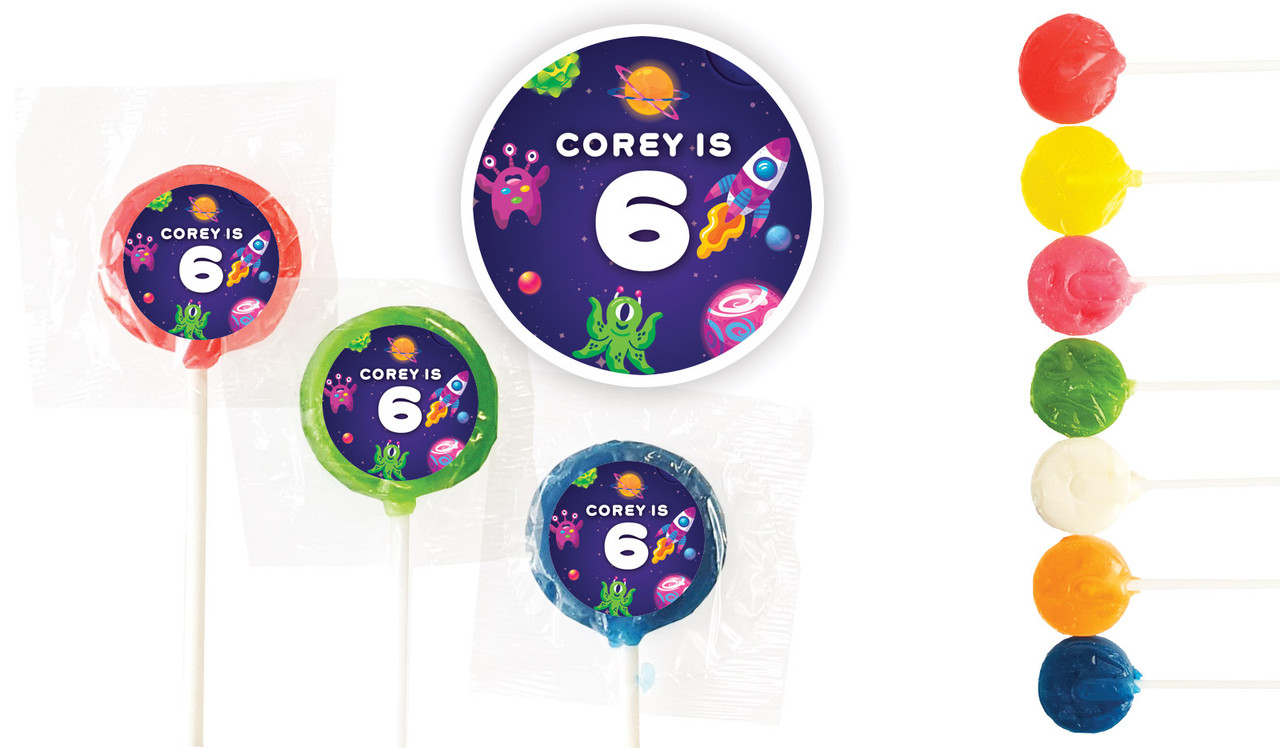 Outerspace Birthday Custom 3cm Mini Lollipops