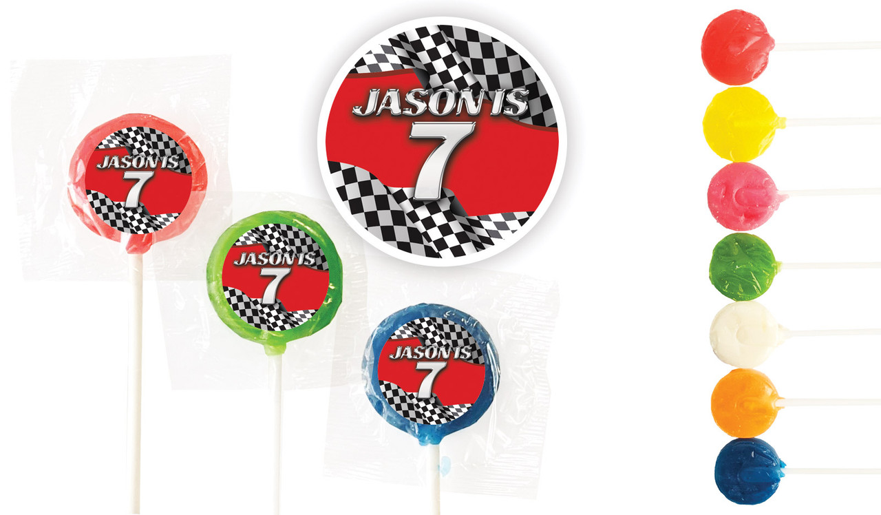 Racing Car Birthday Custom 3cm Mini Lollipops