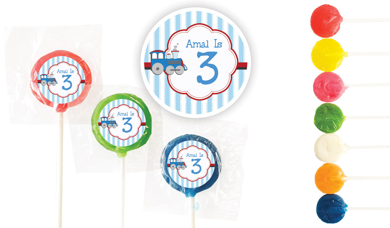 Toy Train Birthday Custom 3cm Mini Lollipops