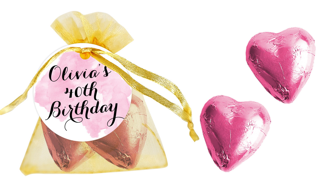 Splash Of Watercolour Pink Adult Birthday Organza Bag