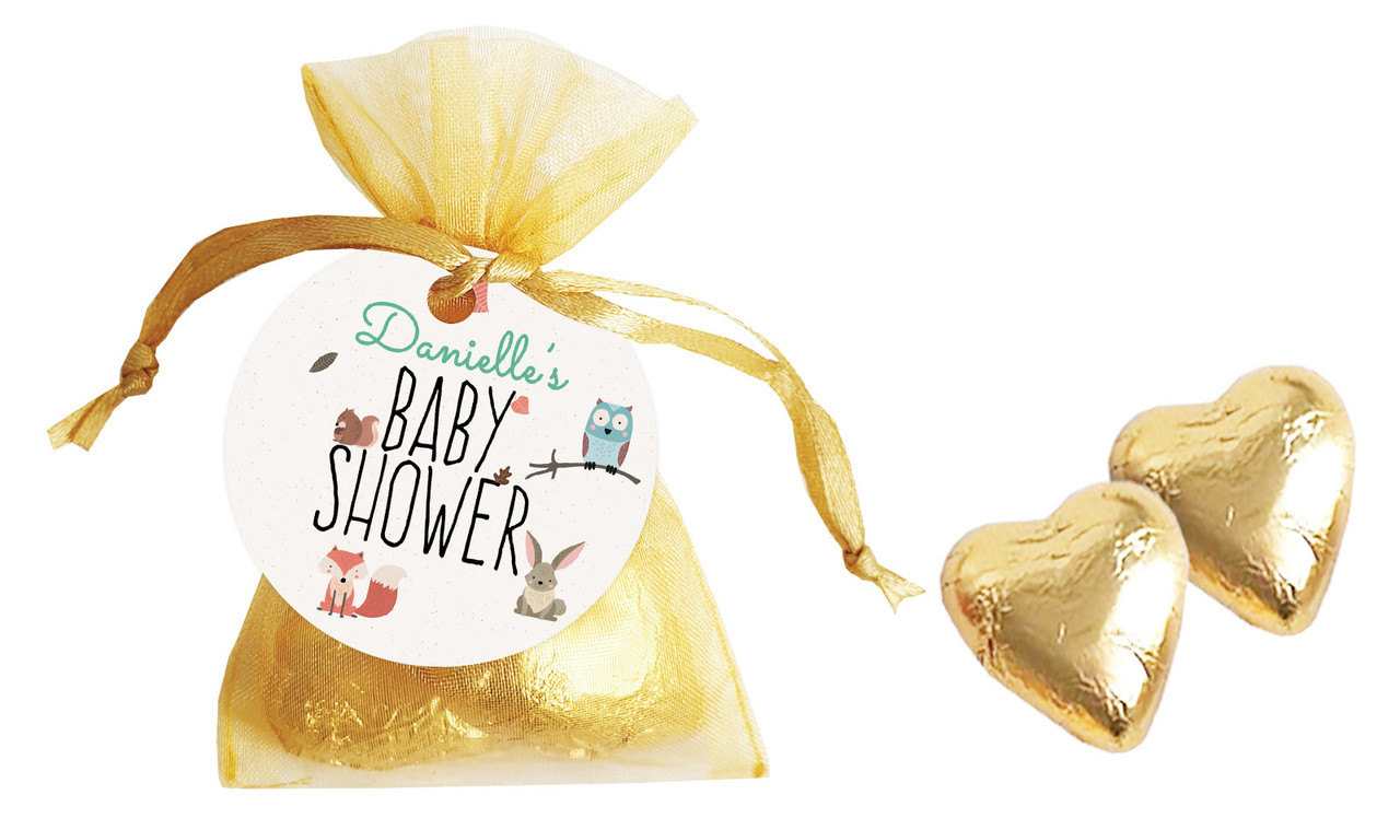 Little Critters Baby Shower Personalised Organza Bag In Gold
