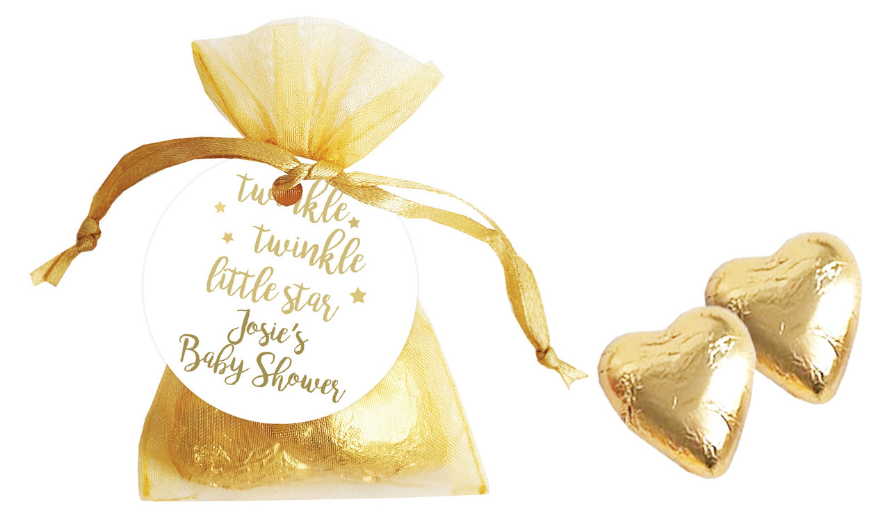Twinkle Twinkle Baby Shower Personalised Organza Bag In Gold