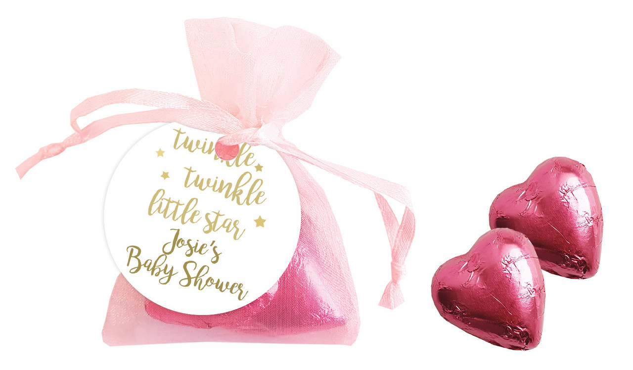 Twinkle Twinkle Baby Shower Personalised Organza Bag In Pink