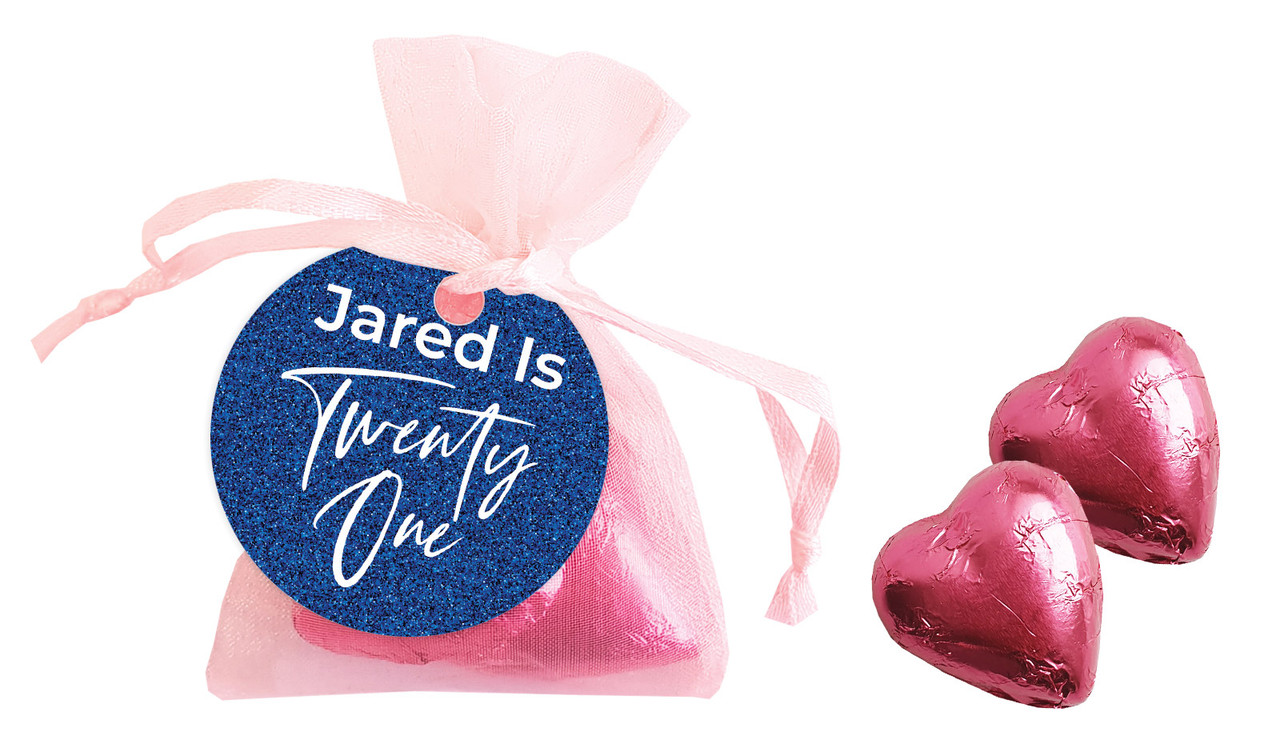 21st Birthday Personalised Organza Bag In Pink