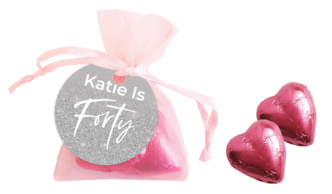 40th Birthday Personalised Organza Bag In Pink