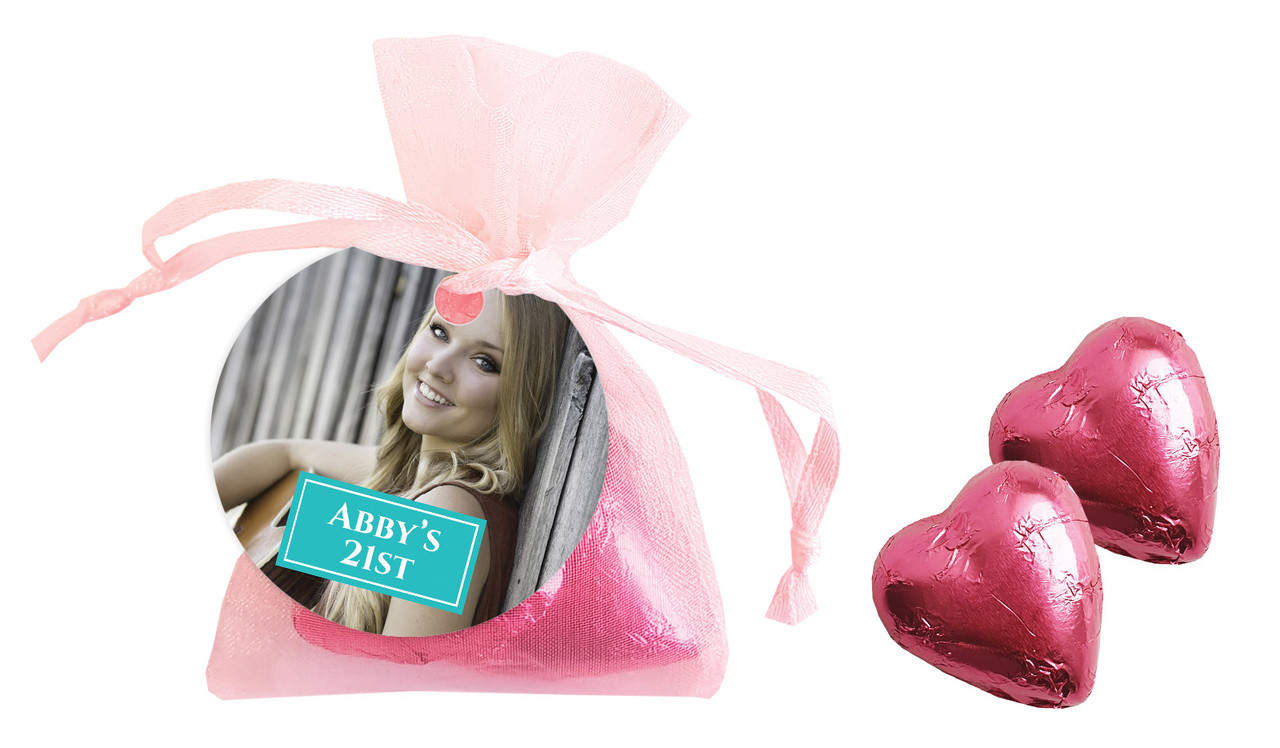 A Photo Vertical Personalised Organza Bag In Pink