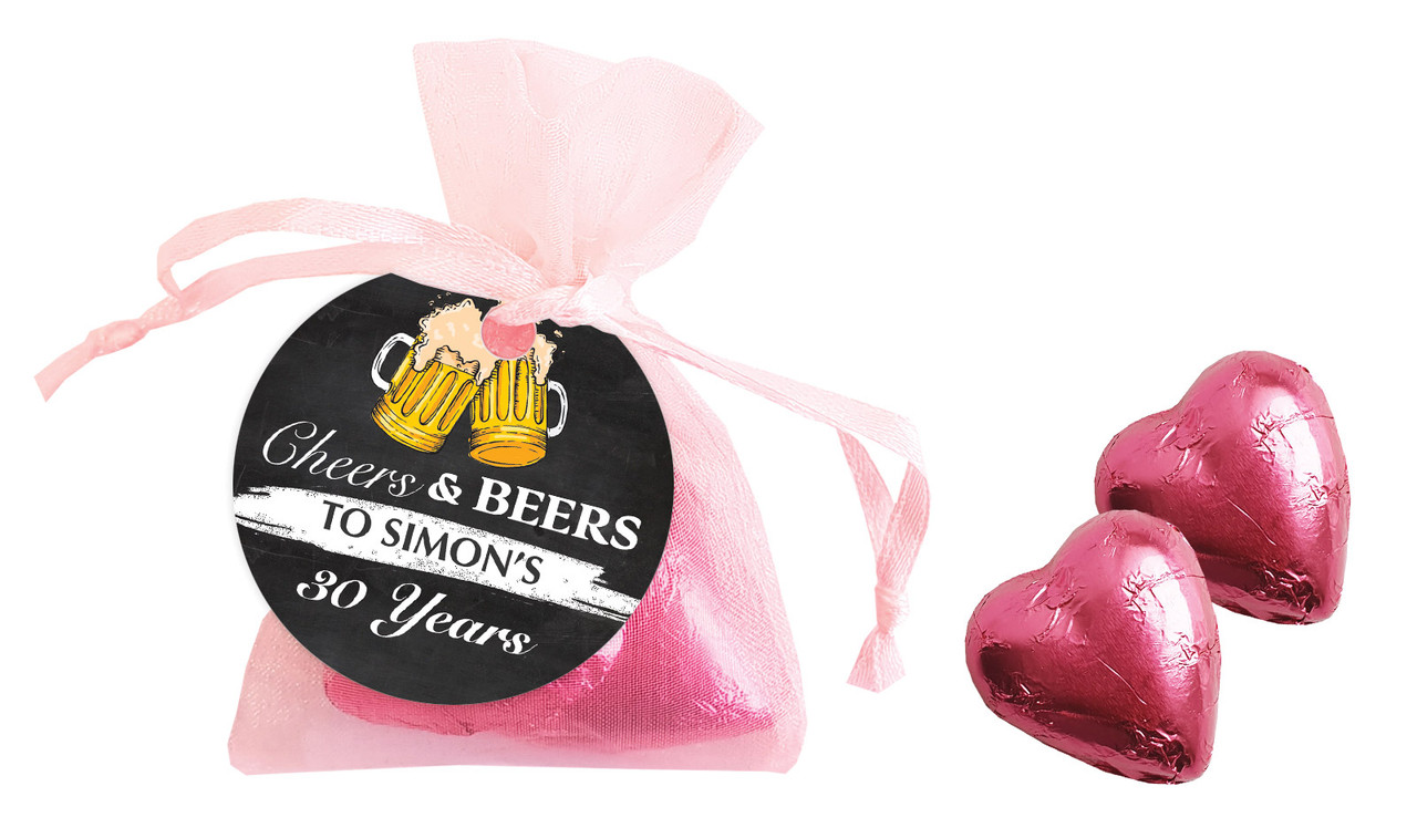 Cheers And Beers Personalised Organza Bag In Pink