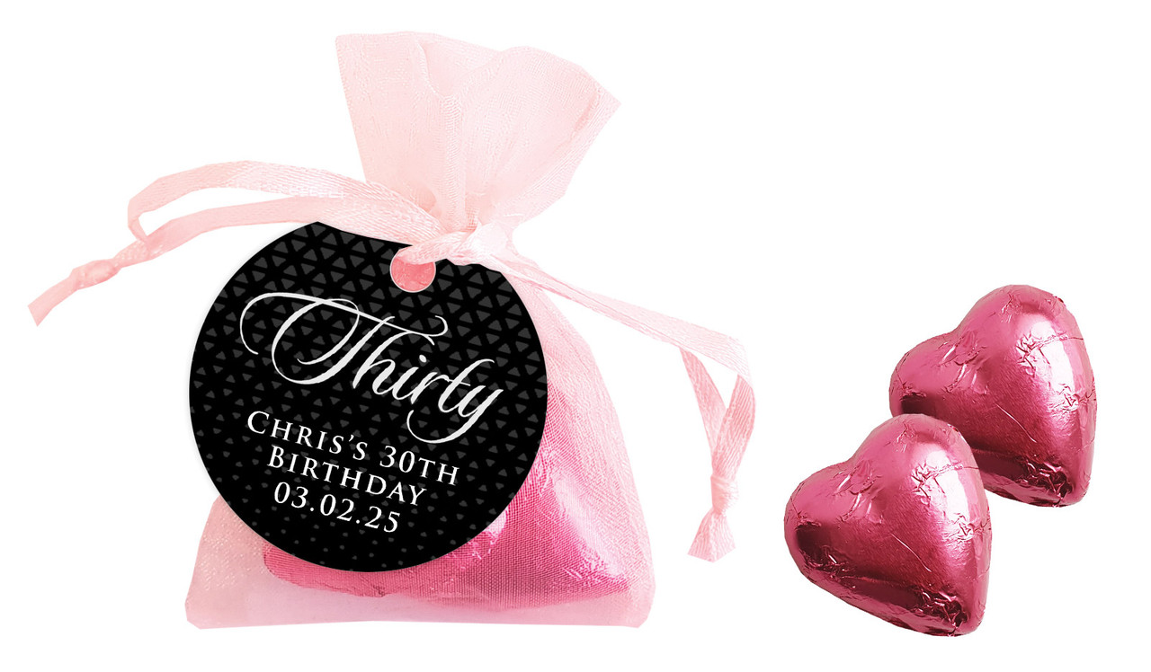Elegant Black Personalised Organza Bag In Pink