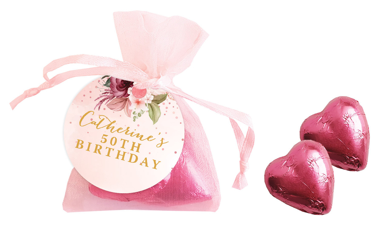 Glitter Balloon Personalised Organza Bag In Pink