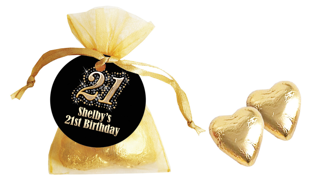 Golden Number Personalised Organza Bag In Gold