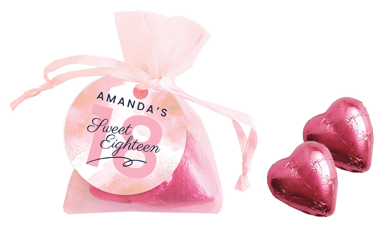 Star Watercolour Personalised Organza Bag In Pink