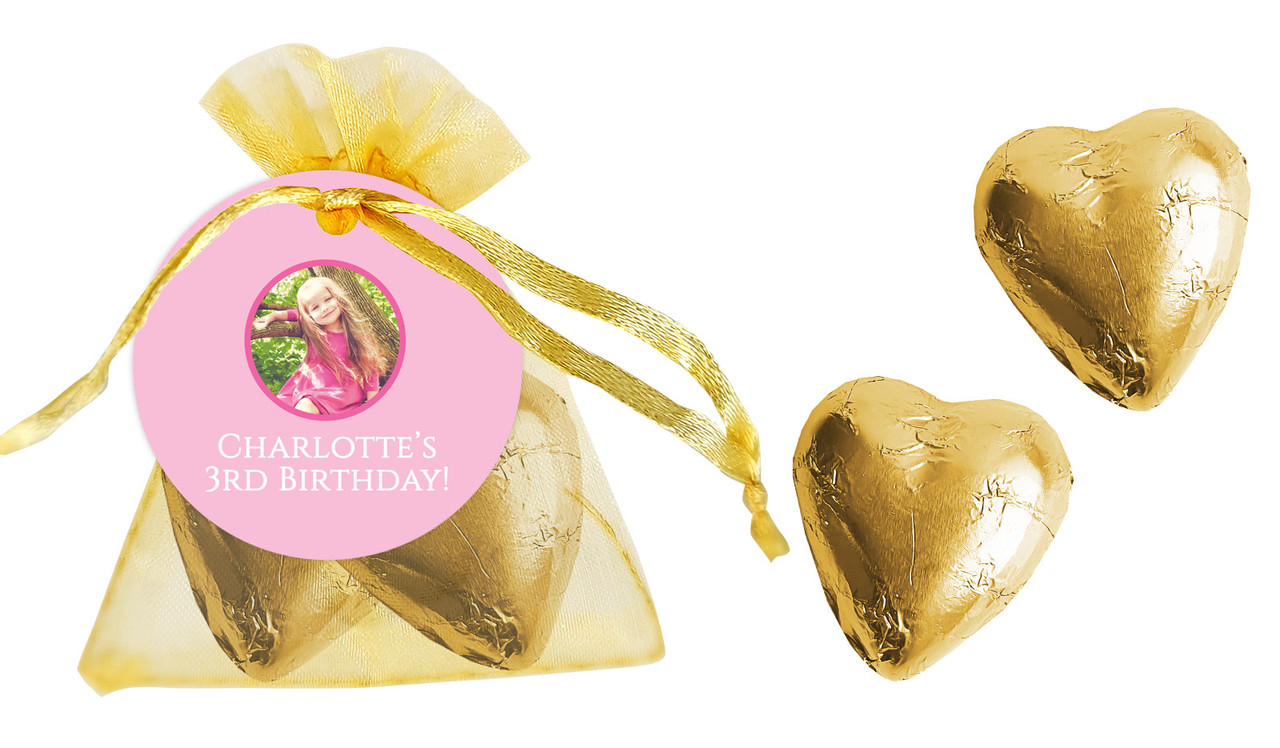 Add A Photo Girls Birthday Personalised Organza Bag In Gold