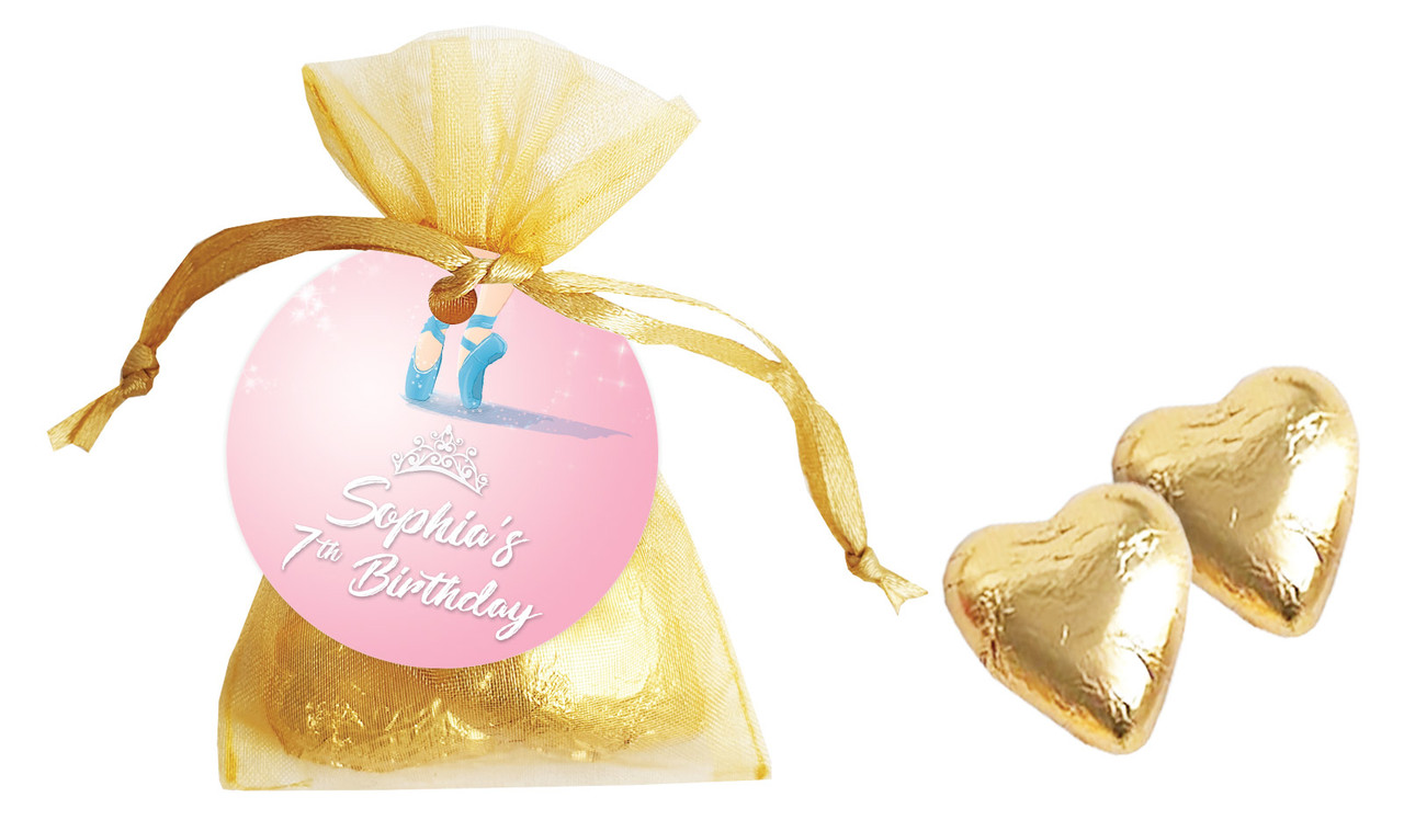 Ballet Birthday Personalised Organza Bag In Gold