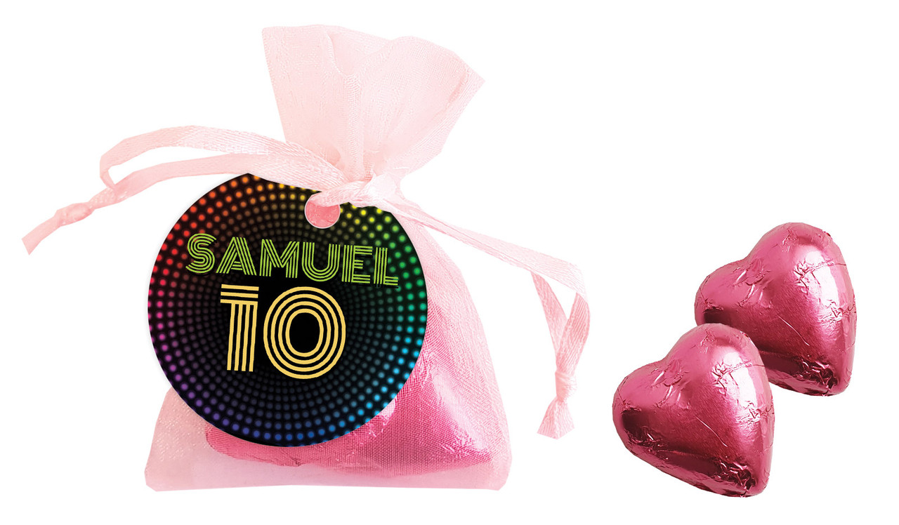 Disco Lights Birthday Personalised Organza Bag In Pink