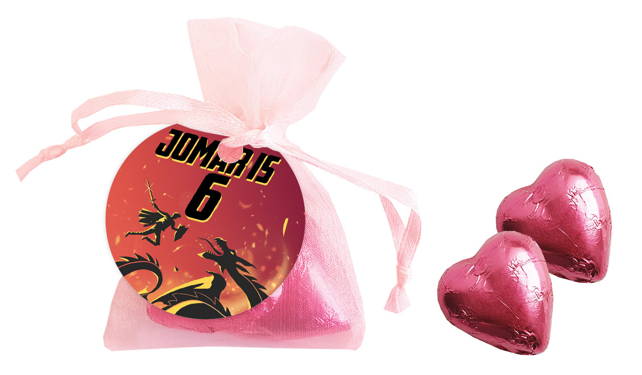 Dragon Birthday Personalised Organza Bag In Pink