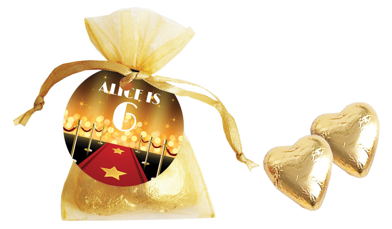 Hollywood Birthday Personalised Organza Bag In Gold