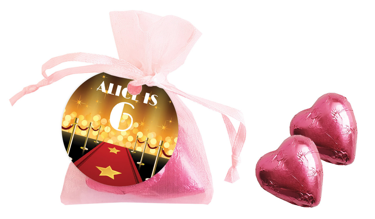 Hollywood Birthday Personalised Organza Bag In Pink