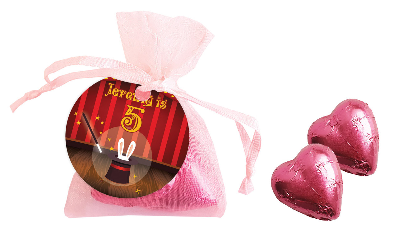 Magician Birthday Personalised Organza Bag In Pink