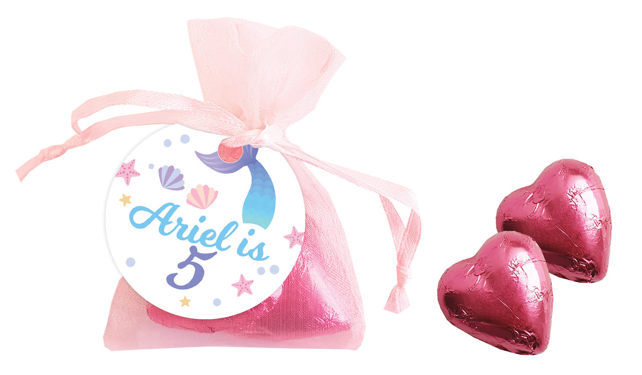 Mermaid Birthday Personalised Organza Bag In Pink