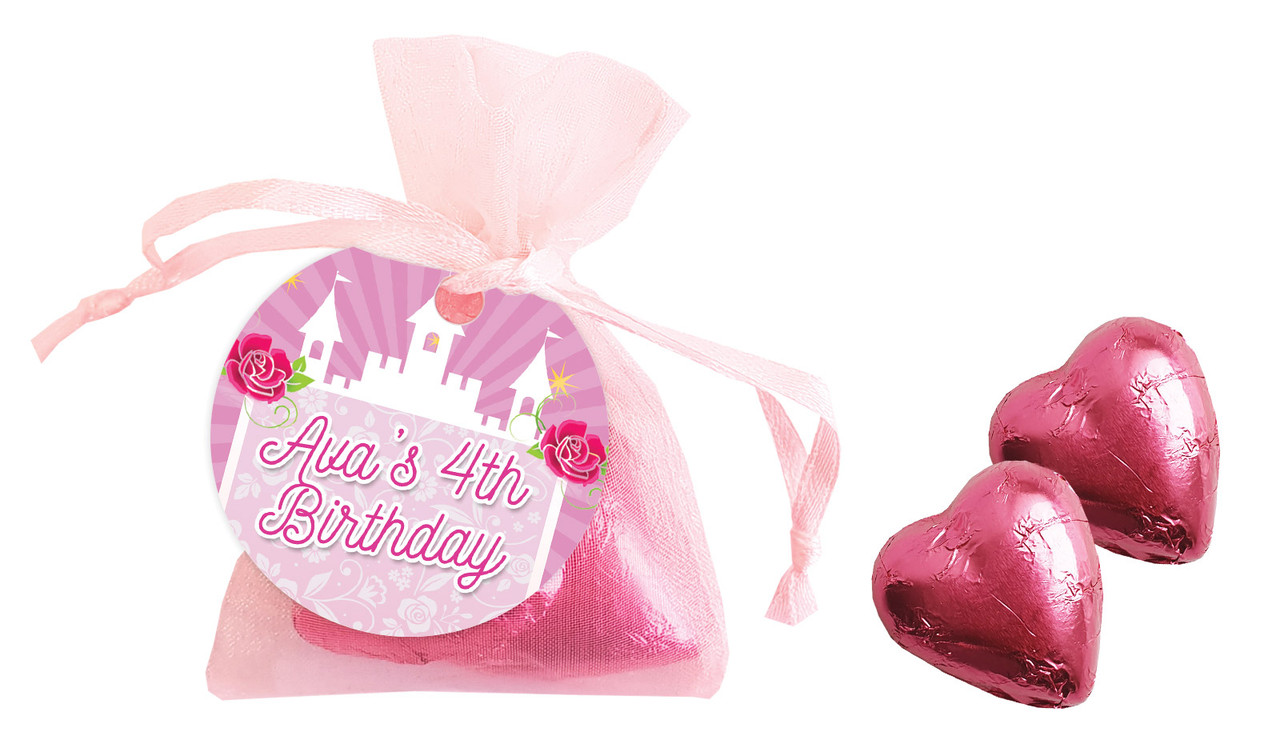 Princess Castle Birthday Personalised Organza Bag In Pink