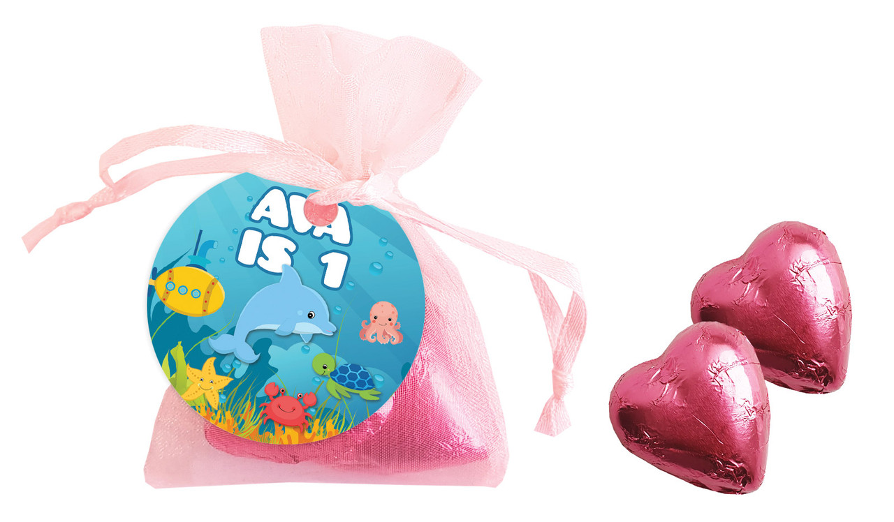 Under The Sea Birthday Personalised Organza Bag In Pink