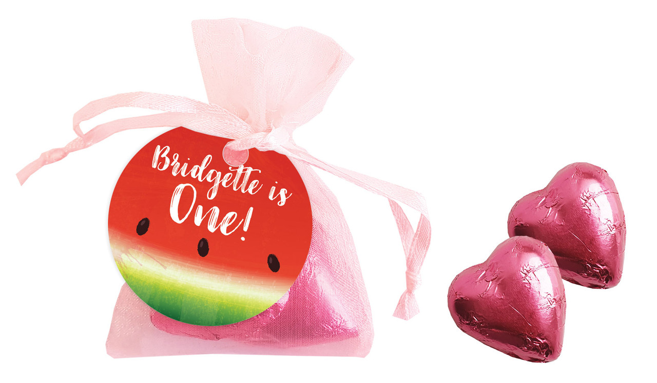 Watermelon Party Birthday Personalised Organza Bag In Pink