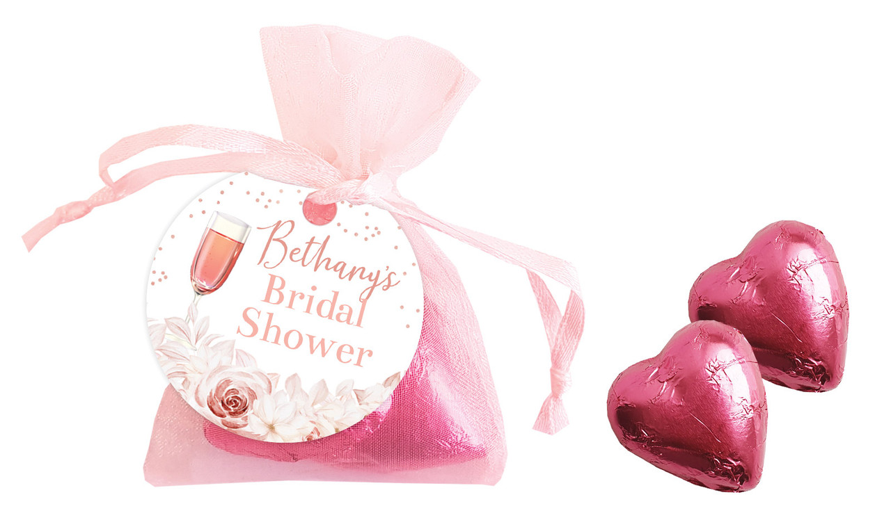 Bubbly Bridal Shower Personalised Organza Bag In Pink