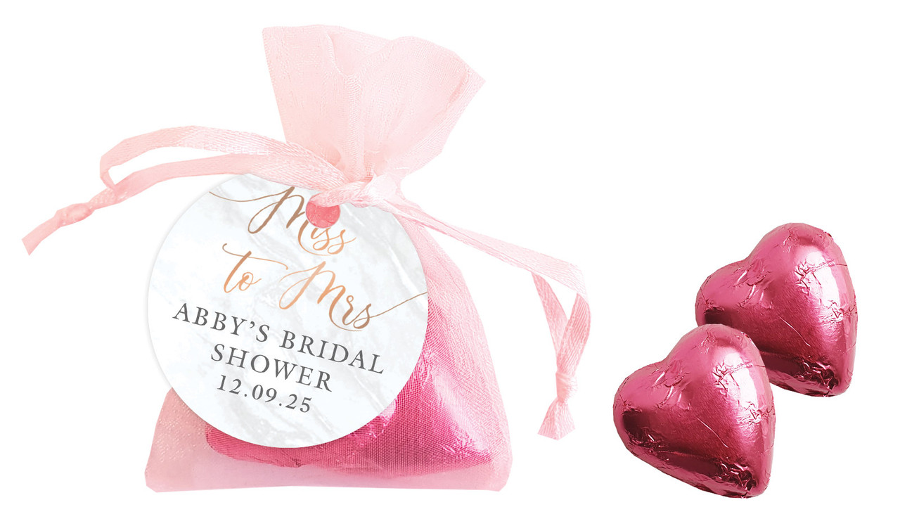 Miss to Mrs Bridal Shower Personalised Organza Bag In Pink