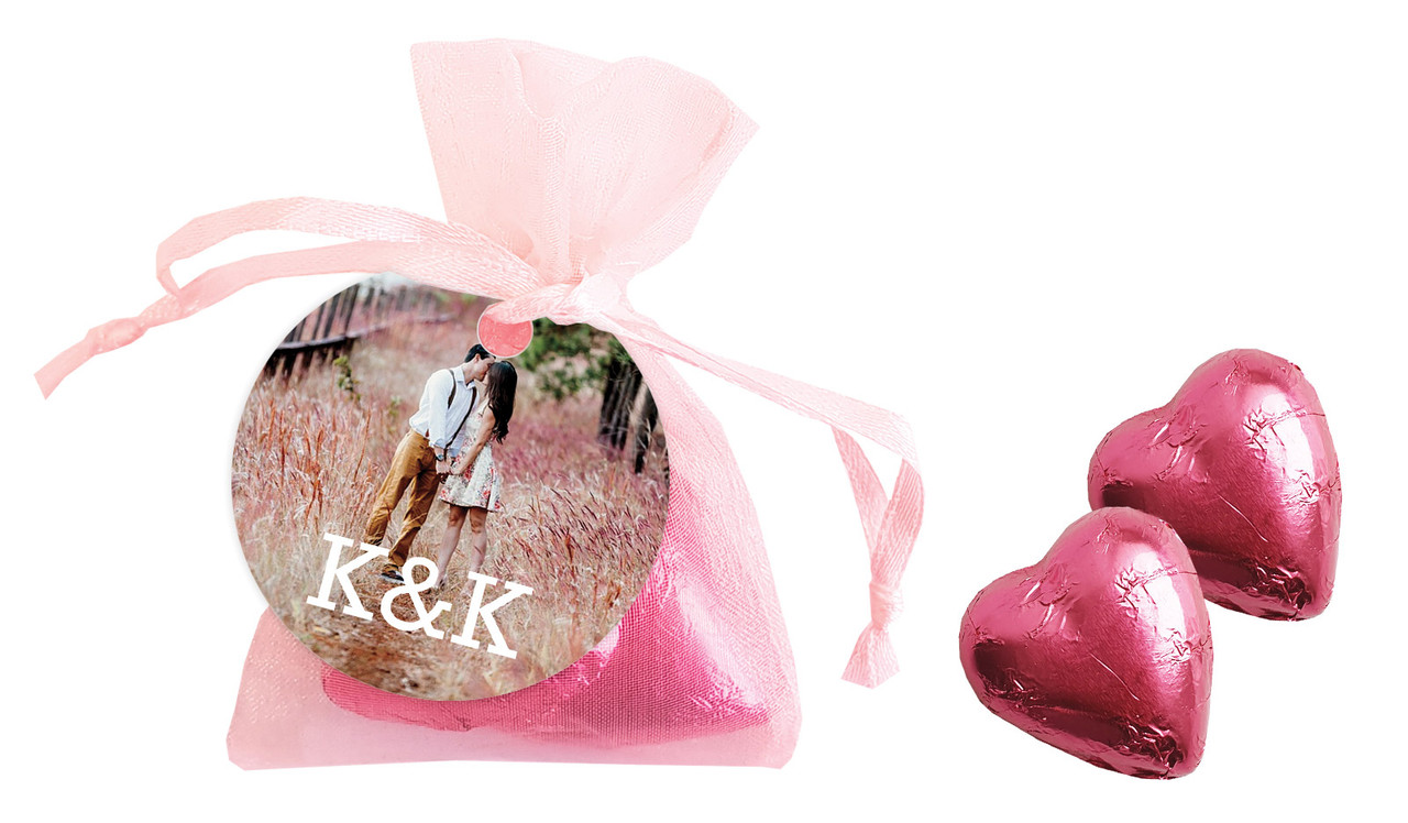 All You Need Is Love Engagement Personalised Organza Bag In Pink