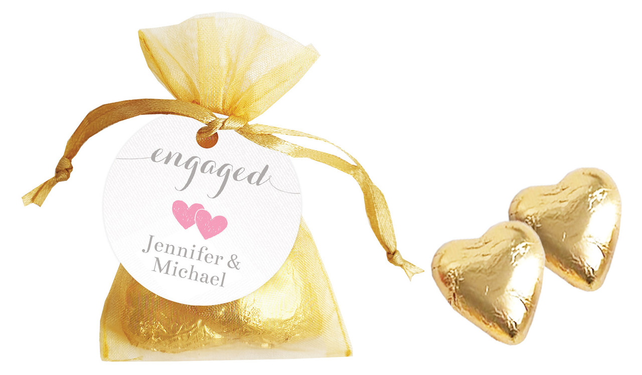 Flowing Words Canvas Engagement Personalised Organza Bag In Gold