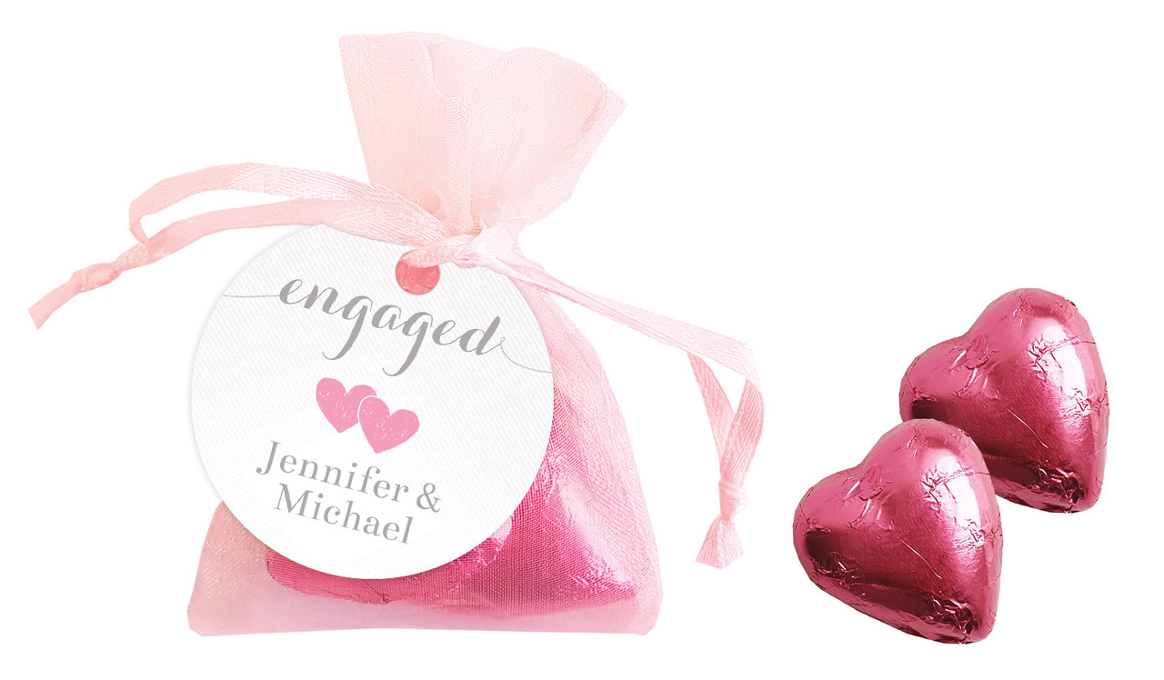 Flowing Words Canvas Engagement Personalised Organza Bag In Pink