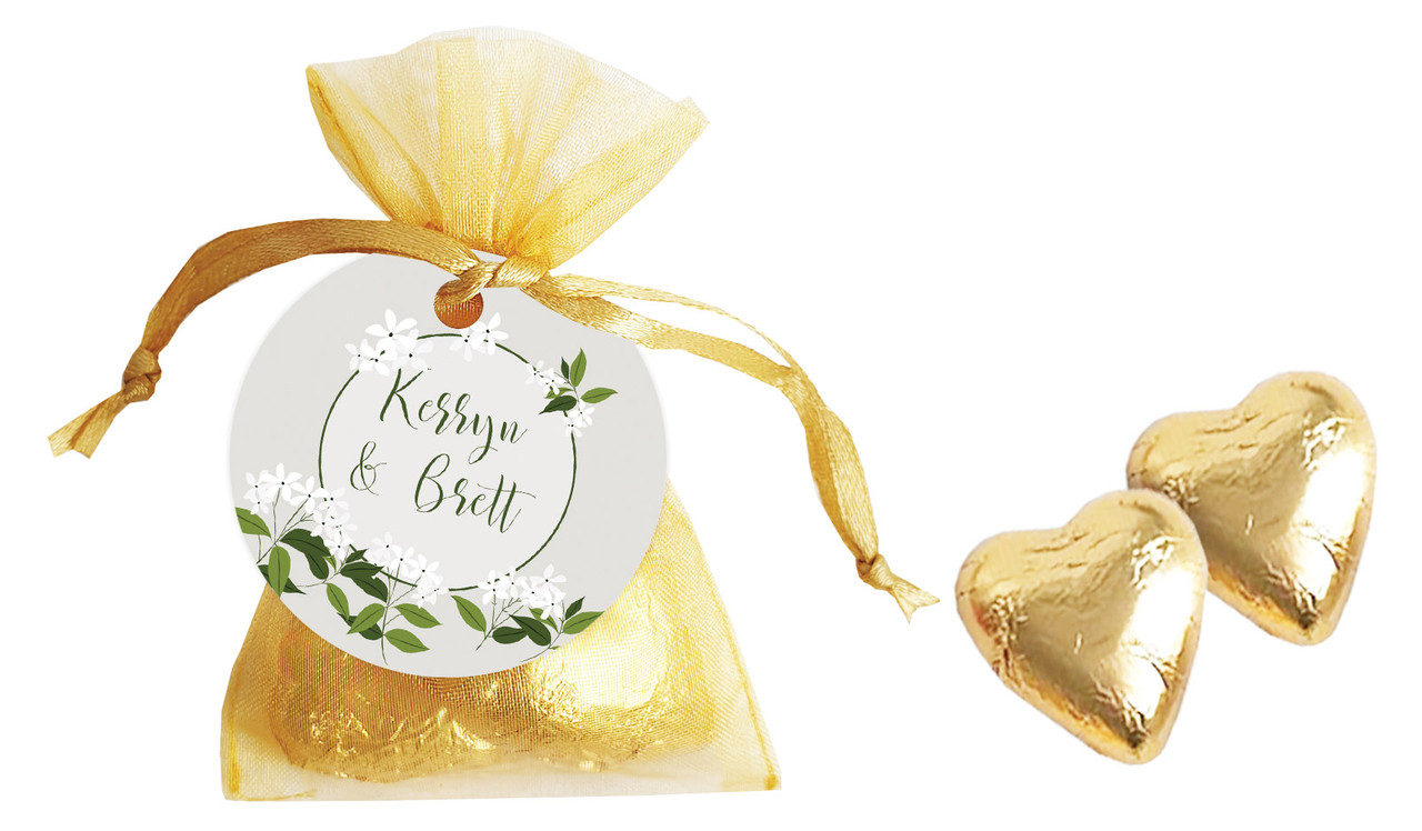 Jasmine Engagement Personalised Organza Bag In Gold