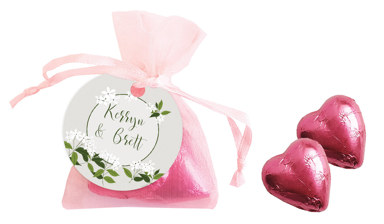Jasmine Engagement Personalised Organza Bag In Pink