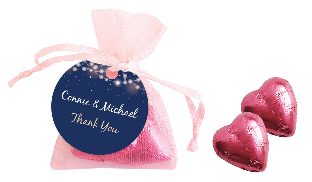 Night Lights Engagement Personalised Organza Bag In Pink