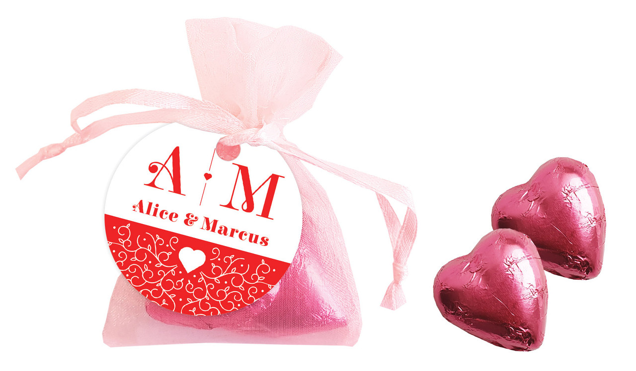 Ornamental Monogram Engagement Personalised Organza Bag In Pink