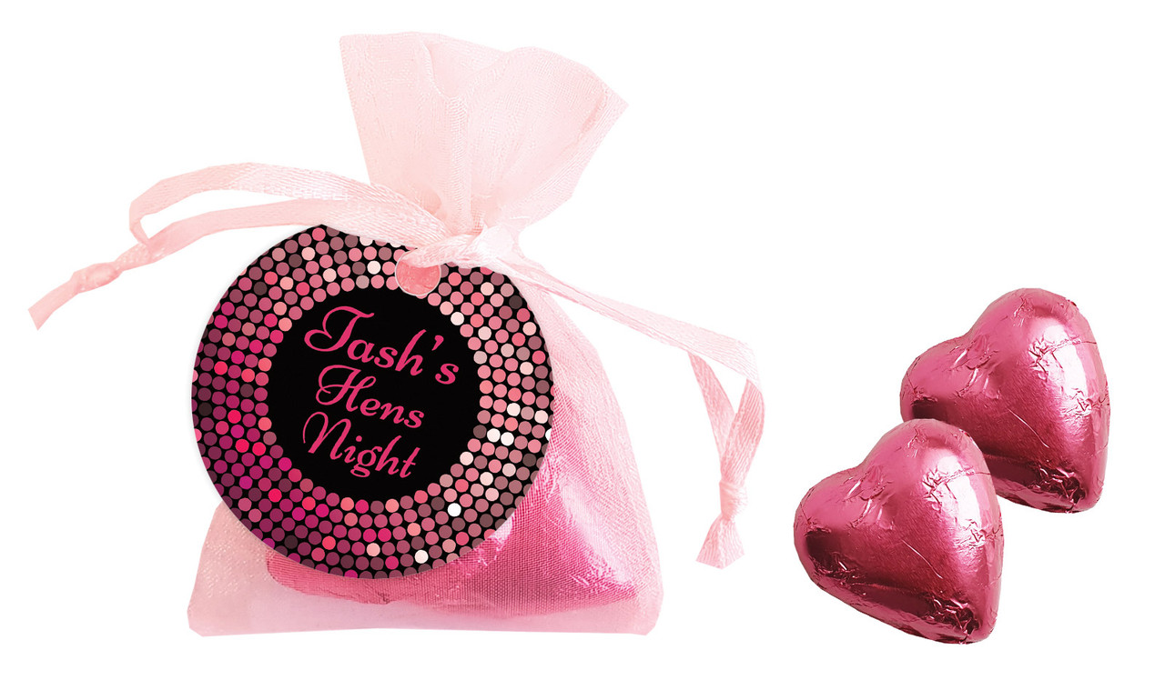 Pink Disco Hens Night Personalised Organza Bag In Pink
