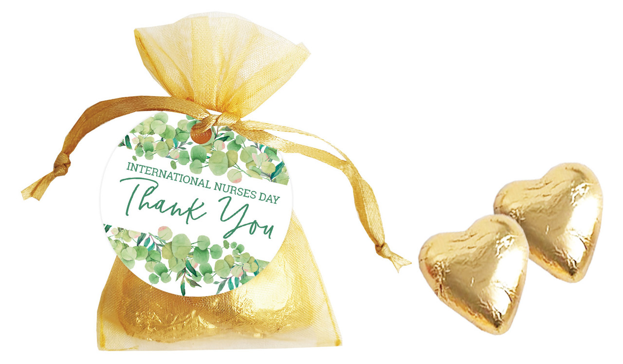 Eucalypt International Nurses Day Personalised Organza Bag In Gold