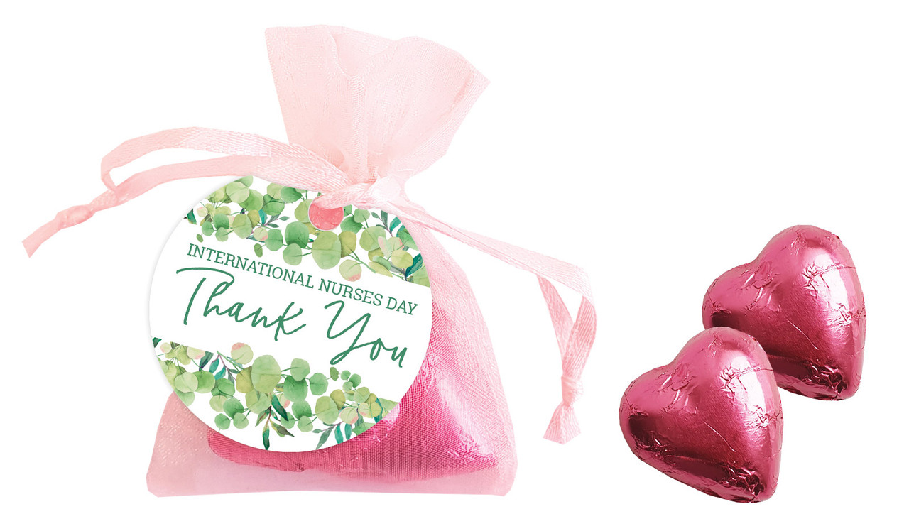 Eucalypt International Nurses Day Personalised Organza Bag In Pink
