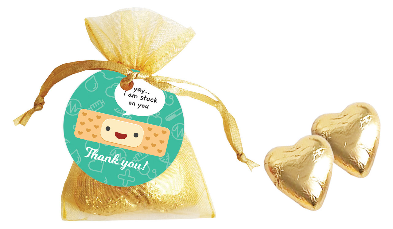 Happy Band Aid International Nurses Day Personalised Organza Bag In Gold