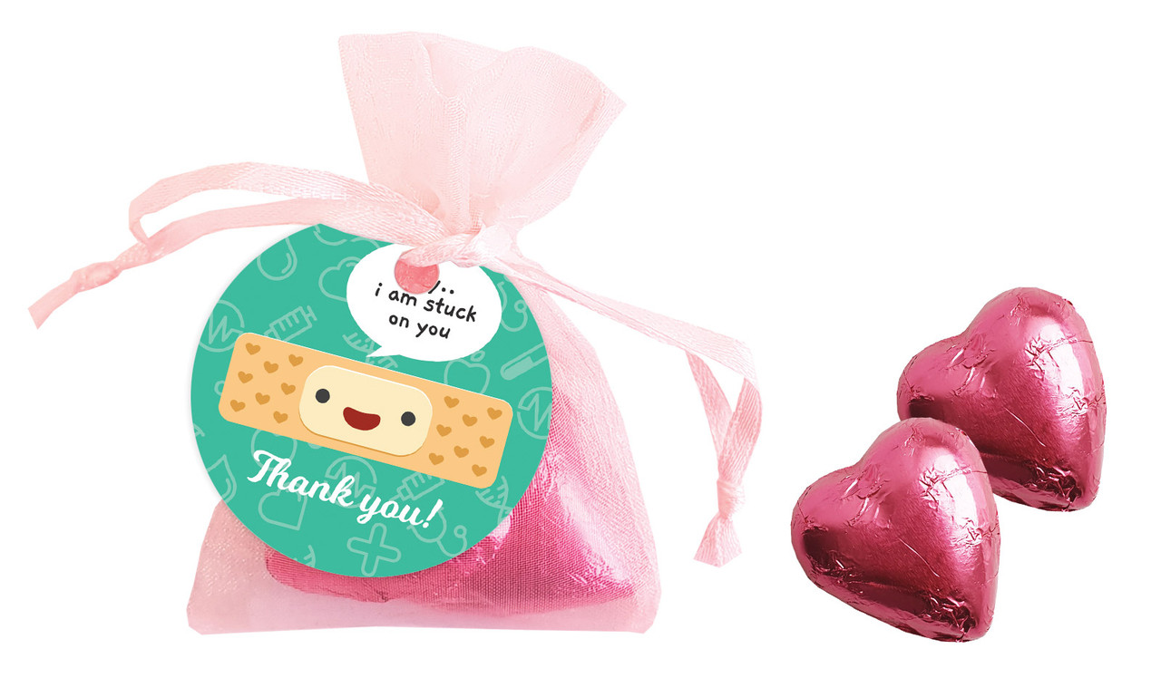 Happy Band Aid International Nurses Day Personalised Organza Bag In Pink