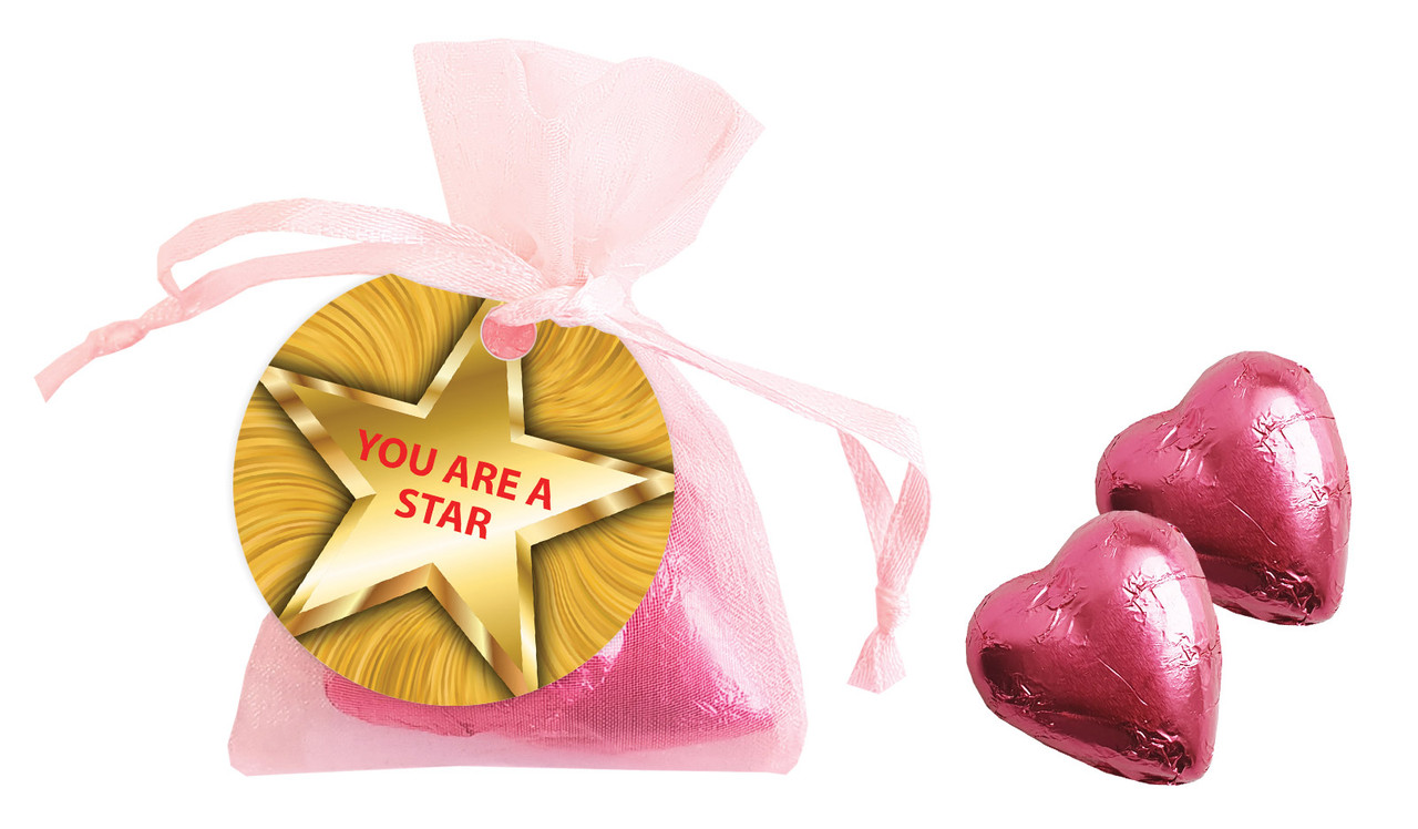 Star Personalised Organza Bag In Pink